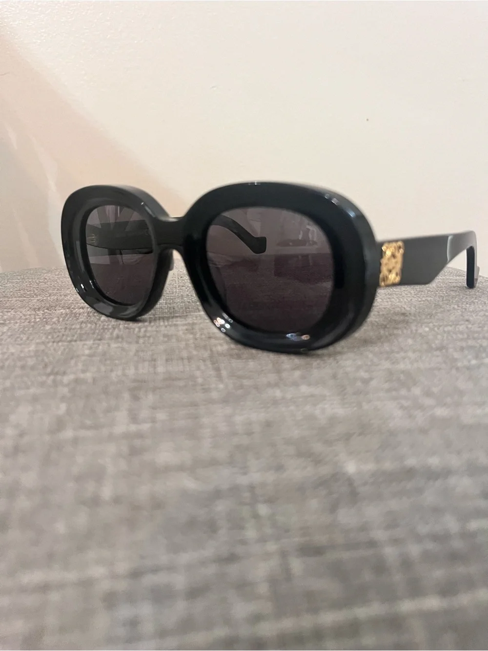 Loewe Glossy Black Rounded Oversized Sunglasses